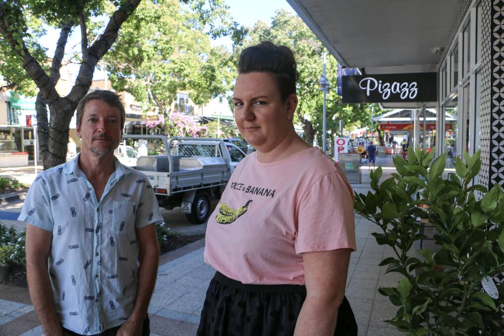 NOT HAPPY: Nelson Bay business owners Tass Taxis and Kim Burbridge are calling for longer parking hours and decreased fees.