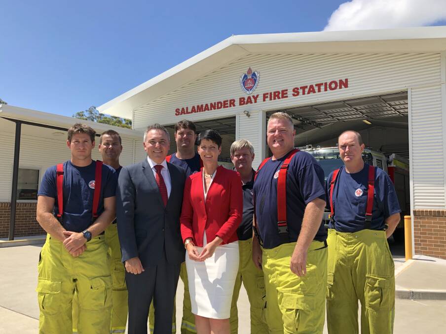 NSW Shadow Emergency Services Minister Guy Zangari and Port Stephens MP Kate Washington at Salamander Bay Fire Station on Friday. Picture: Supplied