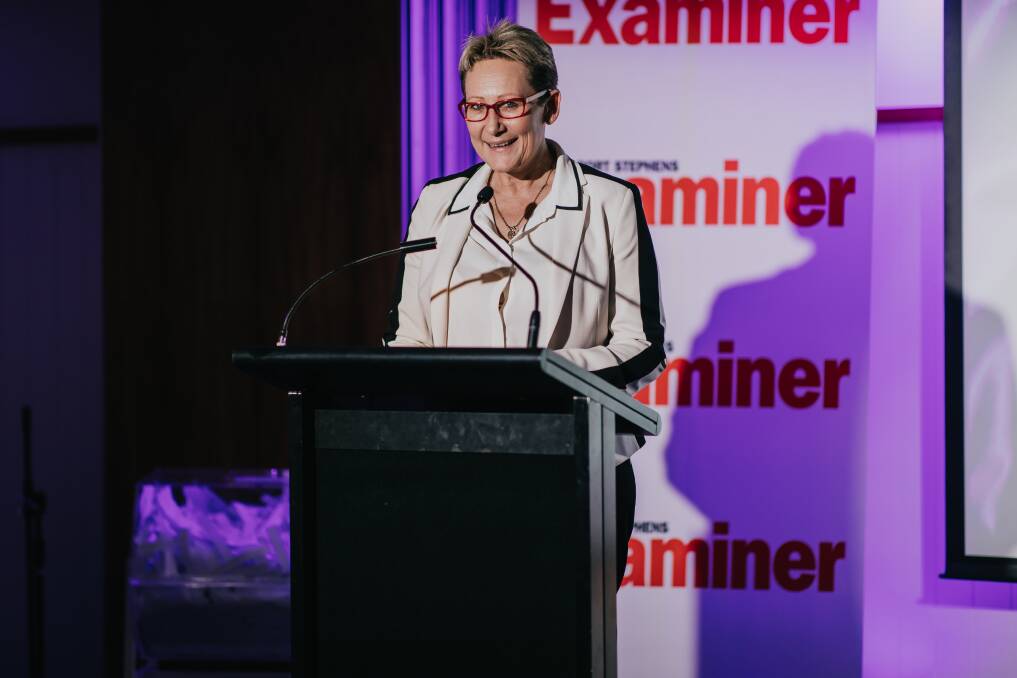Leah Anderson speaking as president of Tomaree Business Chamber at the Examiner's 2019 Annual Business Awards.