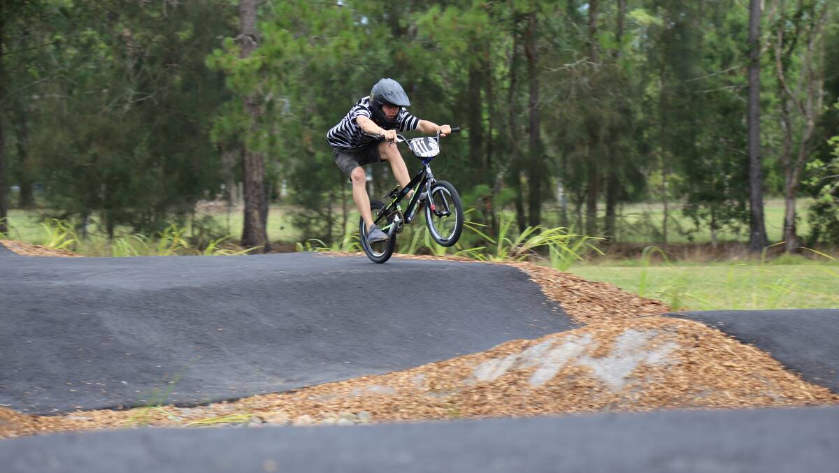 BMX champion Kale Warner testing out the the Salt Ash track on Thursday. Picture: Ellie-Marie Watts