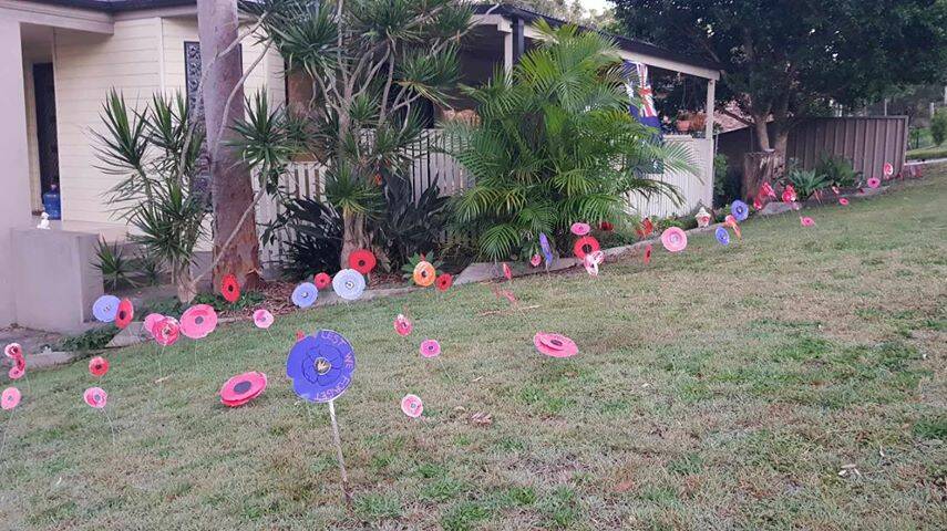 In Lemon Tree Passage, Sue Oldham made 105 poppies to display in the yard of her Paroa Avenue home.