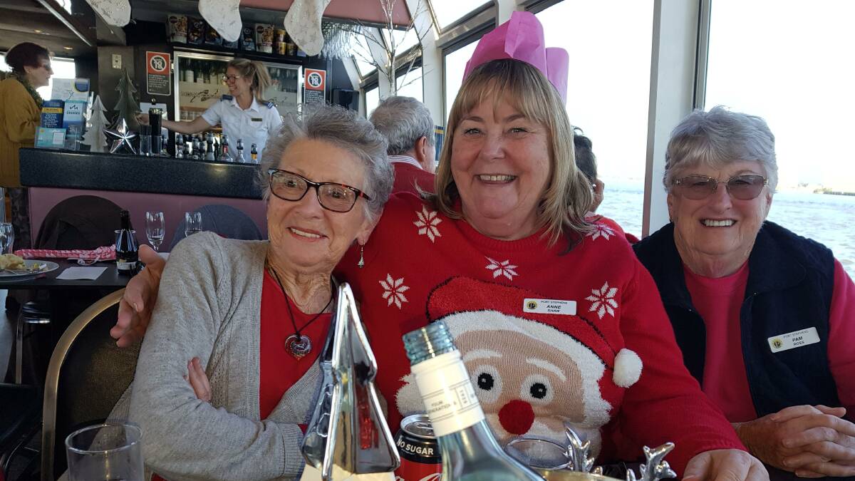 Pam Pett, Anne Shaw and Pam Ross at the Xmas in July cruise.