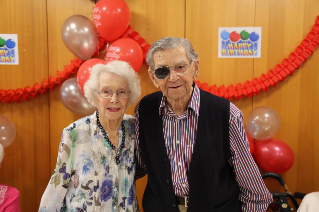 HAPPY: Pattie and Cyril Blowes in Shoal Bay last year when Mr Blowes turned 106.