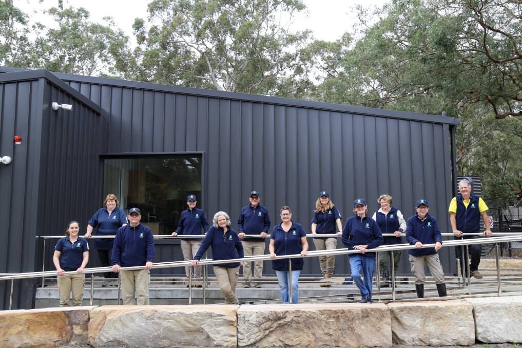 Some of Port Stephens Koalas' volunteer staff on the ramp outside the newly built koala hospital.