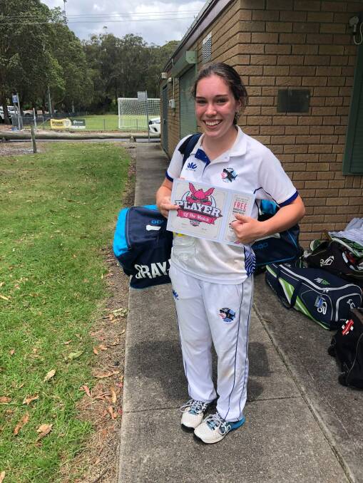 GOOD FORM: Nelson Bay Cricket Club's under-15 player of the match on October 31 was Lillee Banks. Picture: Facebook/Nelson Bay Cricket Club - Jnrs