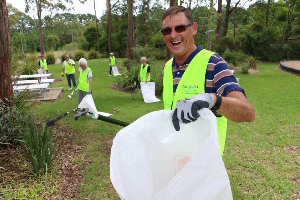 Geoff Dingle with the Medowie Tidy Towns group preparing for Clean Up Australia Day in 2015.