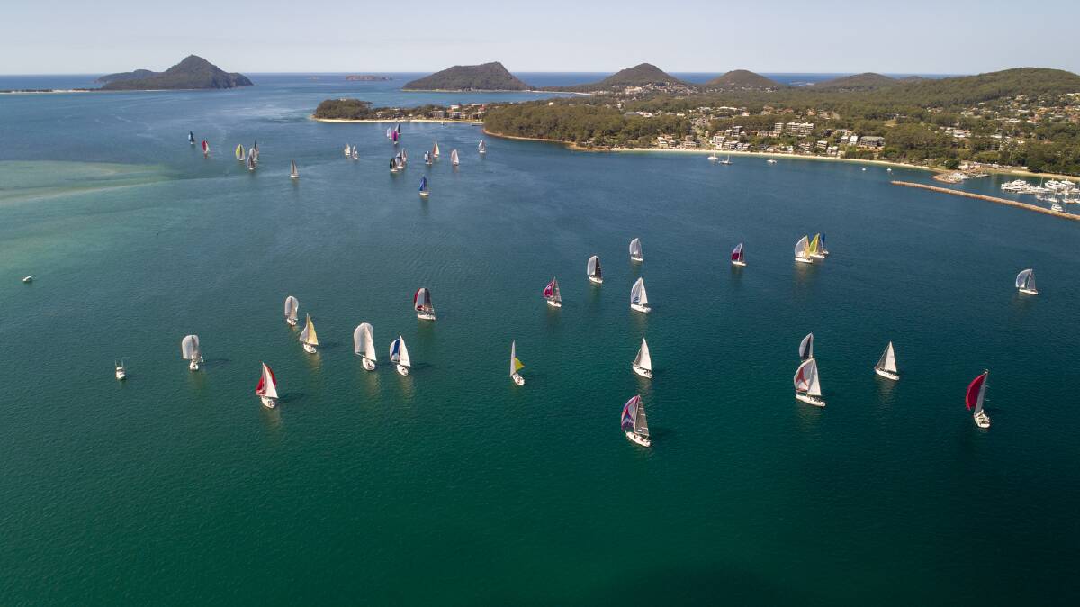 SCENIC: April looks set to be a bumper month visitation and economy-wise for the area with Sail Port Stephens, pictured, preceding the school holiday break, Easter and Anzac Day. Picture: Hover UAV
