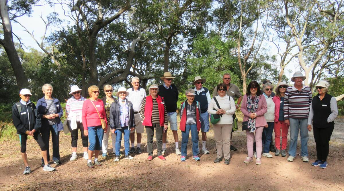 SOCIAL: Port Stephens Probus Club members on a walk in Taylors Beach last week. 
