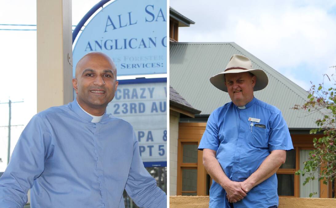 HERE TO HELP: Reverend Kesh Govan from All Saints Anglican Church in Nelson Bay and Father Stephen Niland from St John's Anglican Church in Raymond Terrace say they're doing what they can to continue church services. 