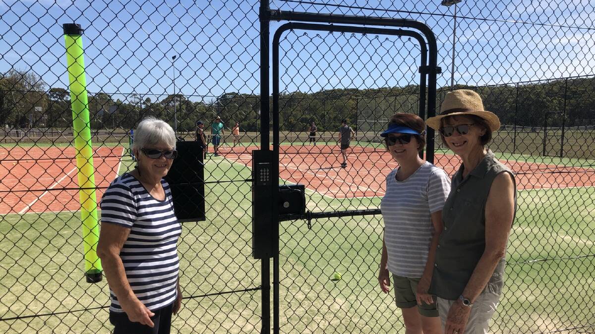 Ruth Hack and fellow Tilligerry Tennis Club members at the Mallabula courts.