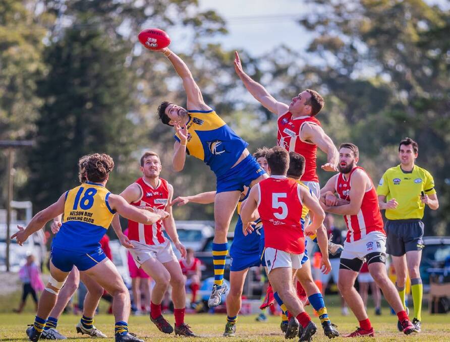 Nelson Bay v Singleton at Dick Burwell Oval on August 10. Picture: Facebook/Nelson Bay Marlins AFL Club