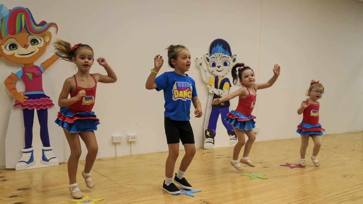Charlie Fisher, 5, Giuliana Culley, 4, Scout Southall, 5, and Sophie Thompson, 3, from Taylors Beach-based dance studio Complete Performing Arts and Classical Coaching, have appeared on television show Ready Set Dance. Pictures: Ellie-Marie Watts