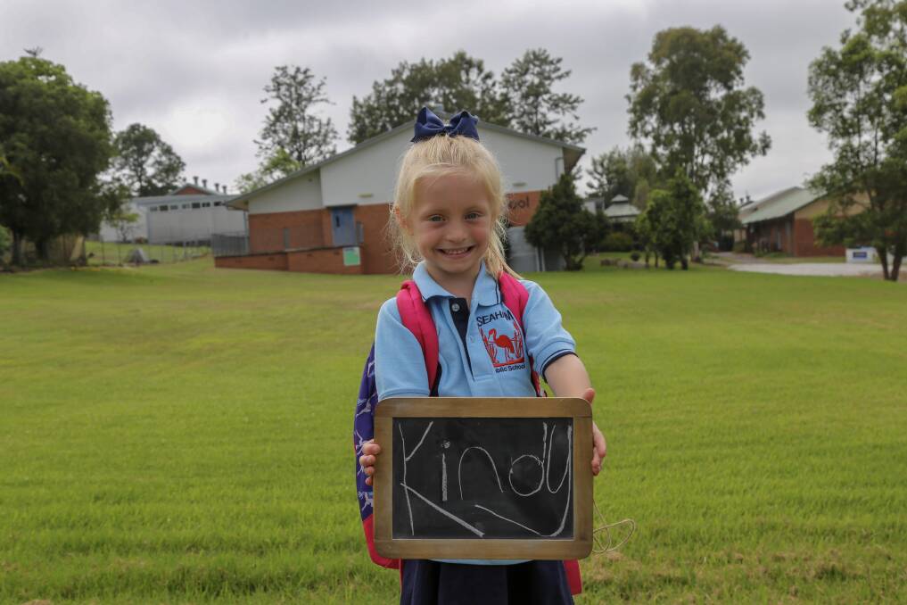NEW ADVENTURE: Matilda Shawyer, 5, has been counting down the days until she starts kindergarten at Seaham Public School. Pictures: Ellie-Marie Watts