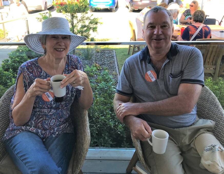 Anne and Don from Latitude One enjoy a cup of tea.