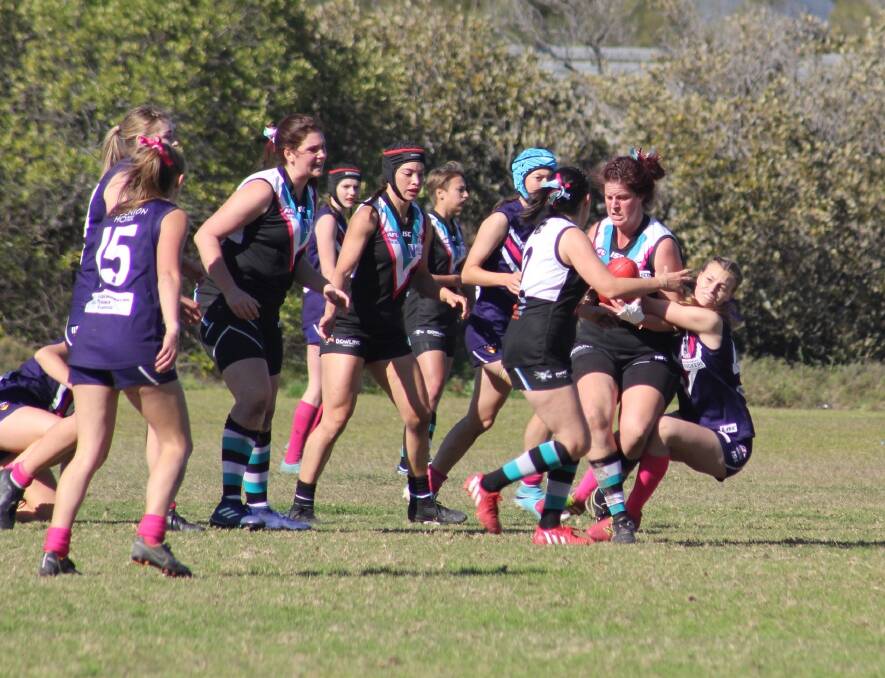 Port Stephens Power went down to Lake Macquarie Dockers 19.7 (121) to 2.2 (14) at Tulkaba Park on Saturday. Photos: Pauly Bluey