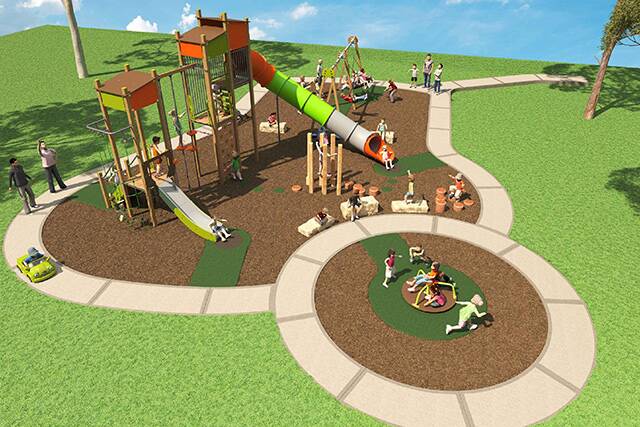 NEW PLAY SPACE: The concept for the new Bettles Park playground at Raymond Terrace. It will replace the existing swing set. Picture: Supplied