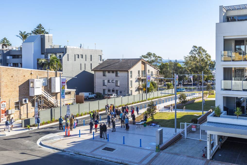 OPEN: The Yacaaba Street extension in Nelson Bay CBD was officially opened on Friday, July 13. Picture: Henk Tobbe