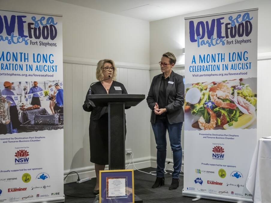 Destination Port Stephens CEO Eileen Gilliland and Tomaree Business Chamber president Leah Anderson at the launch of the 2019 festival. Picture: Henk Tobbe