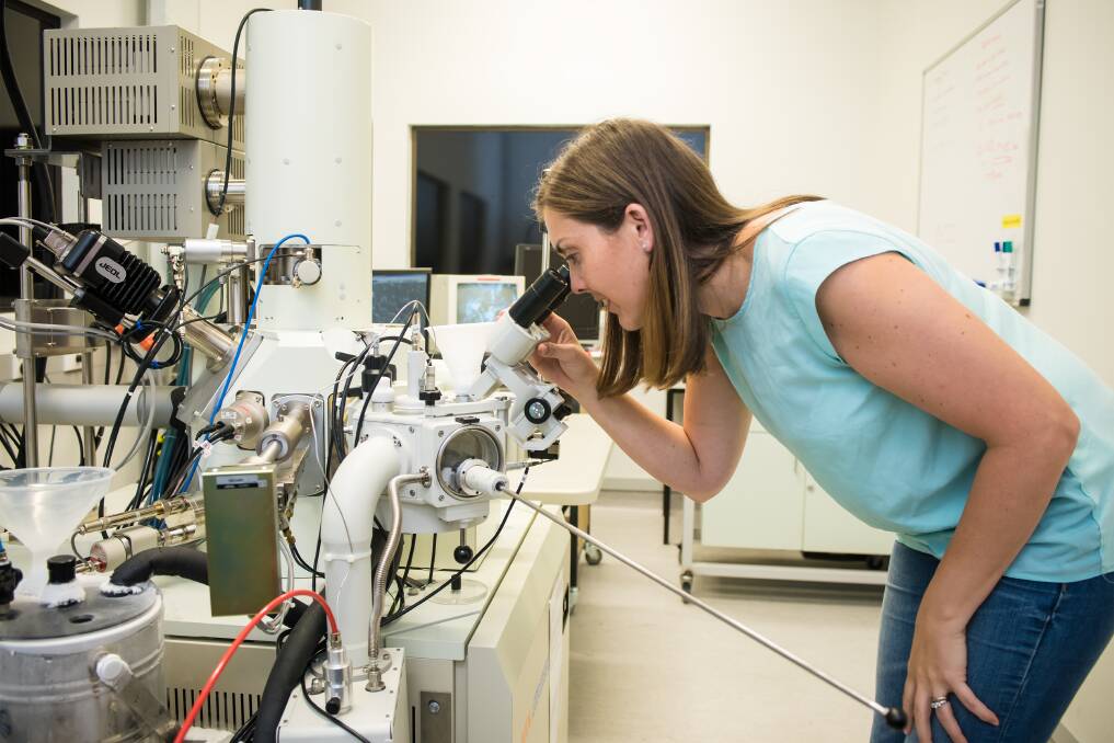 SUPPORT VITAL: Dr Renee Goreham, from Medowie, in the lab. The University of Newcastle lecturer says encouraging more girls into STEM will help plug the 'leaky pipeline', where women in senior roles sharply declines. Pictures: Supplied