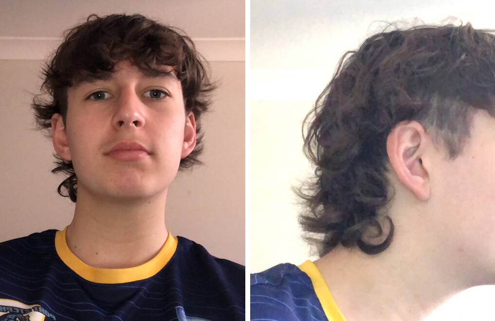 AWARENESS: Irrawang High School's Year 10 student Huxley Rowe, 15, is participating in Mullets for Mental Health during September. Pictures: Supplied