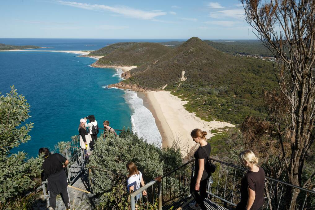 Visitors to Tomaree Head in May 2020.