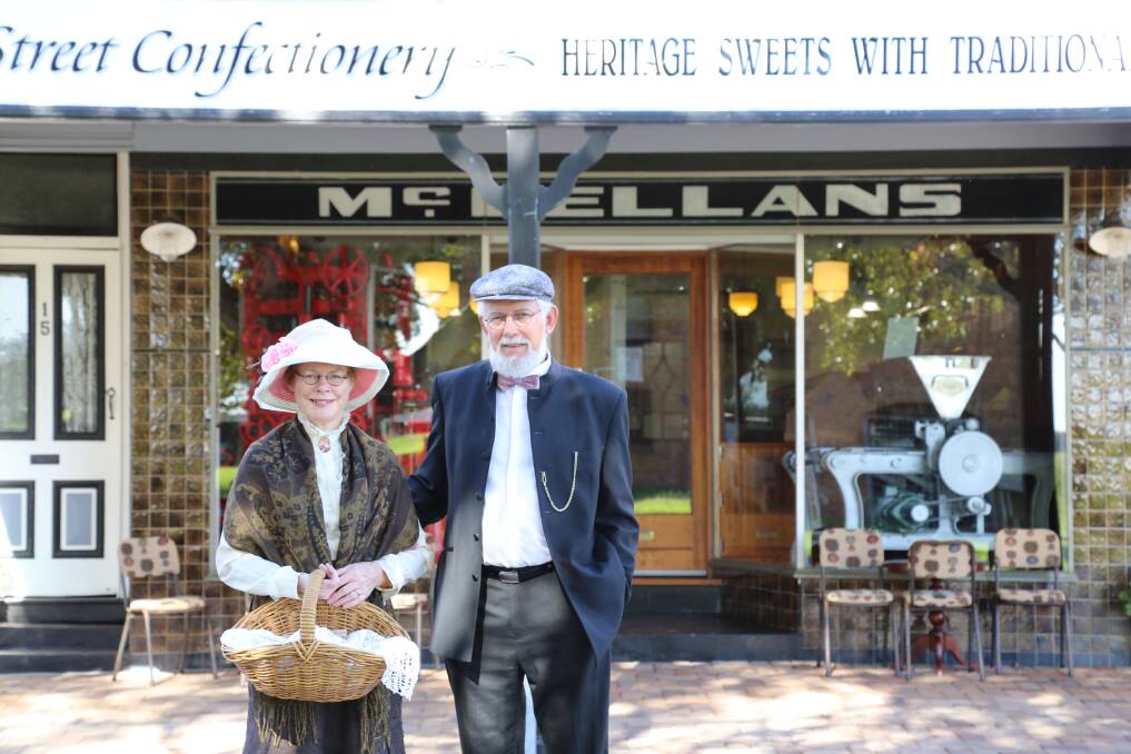 TRADITIONAL: Kaye Newton and Peter Robinson outside the King Street Confectionery store ahead of the Step Back into King Street Heritage Festival, which will be held on May 19. Picture: Ellie-Marie Watts
