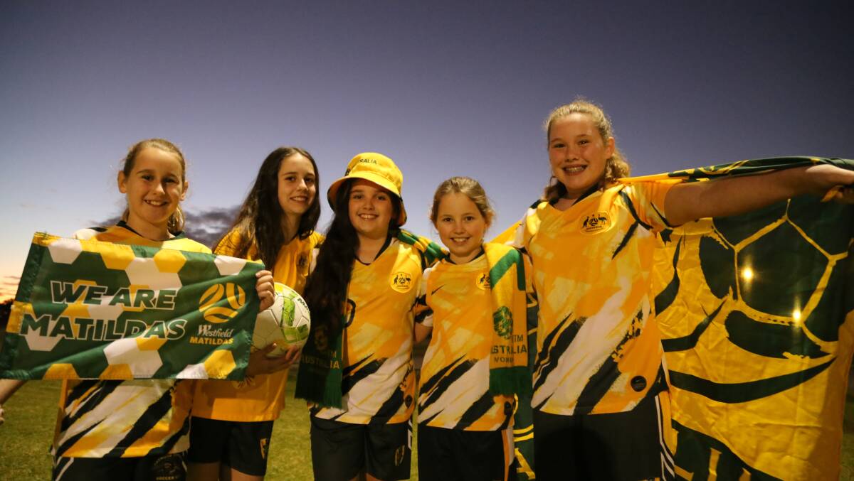 EXCITED: Raymond Terrace Soccer Club players Bethany Gibson, 10, Violet Spackman, 12, Janali Haynes, 12, Grace Medway, 11, and Evangeline Gibson, 12. Pictures: Ellie-Marie Watts