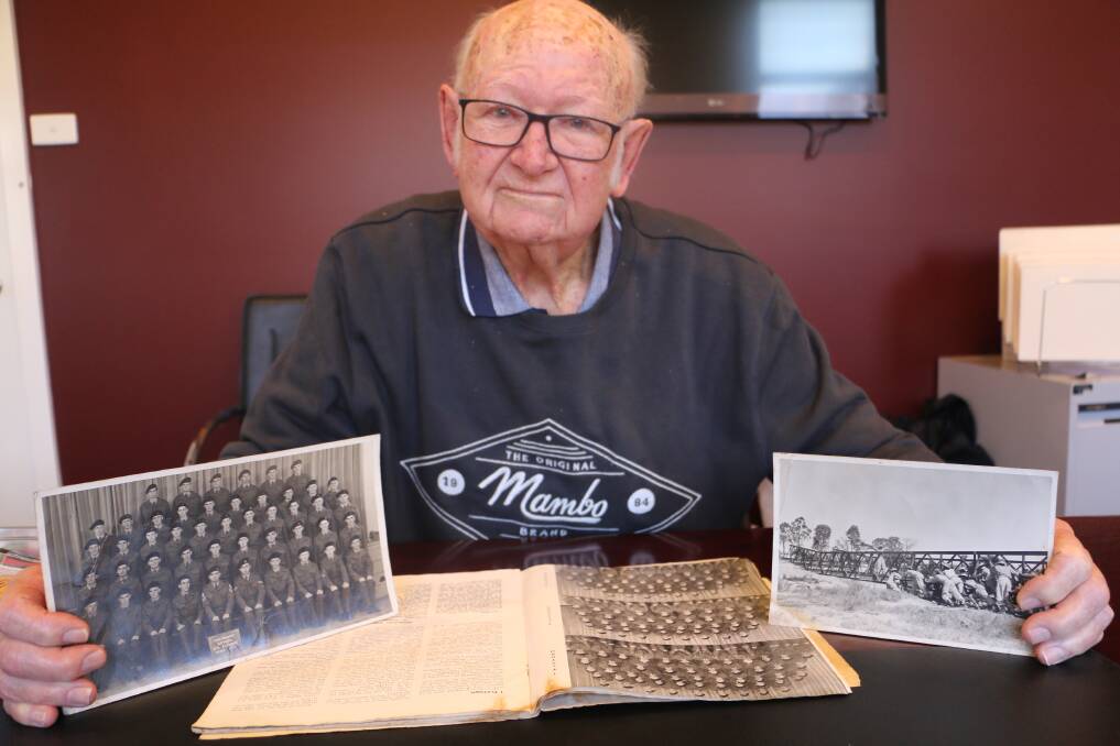 PROUD NASHO: Williamtown's Jim Clark with memorabilia from his days in the National Service in the mid-1950s. Picture: Charlie Elias