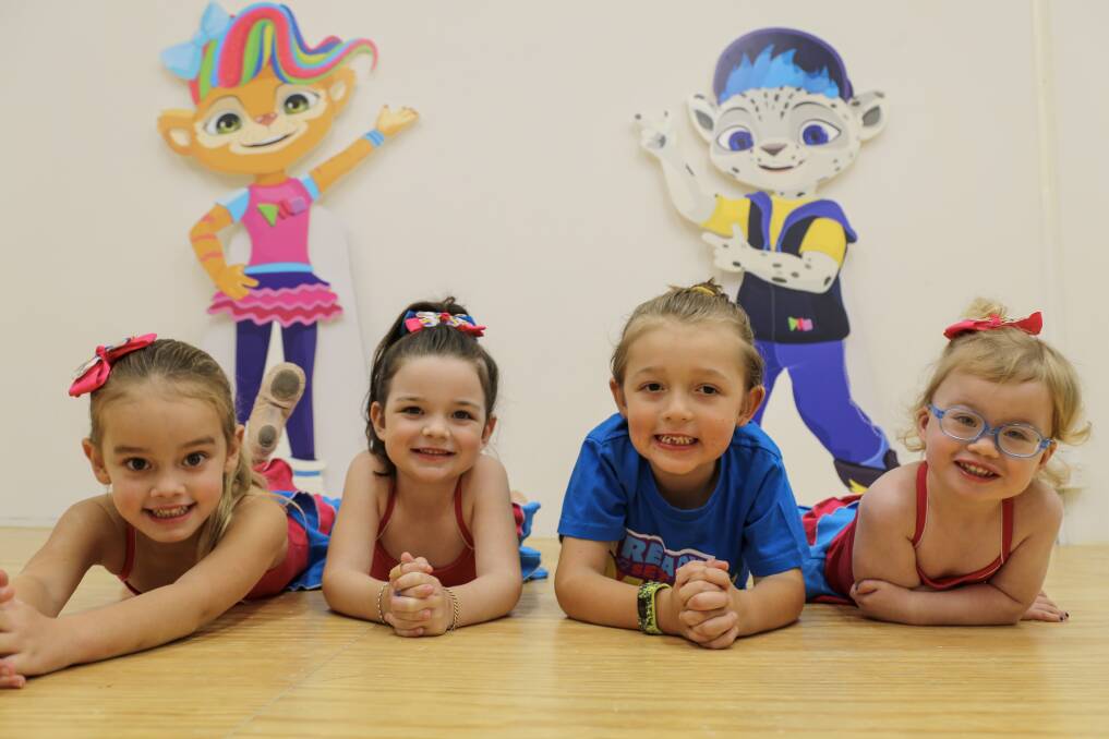 STARS: Scout Southall, 5, Giuliana Culley, 4, Charlie Fisher, 5, and Sophie Thompson, 3, from Taylors Beach-based dance studio Complete Performing Arts and Classical Coaching, have appeared on Nick Jr television show Ready Set Dance.