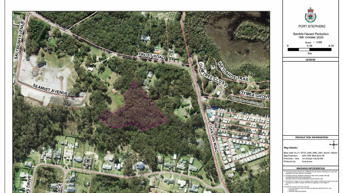 A map of the area in One Mile that NSW RFS are burning off on Friday. Picture: Facebook/NSW RFS Lower Hunter