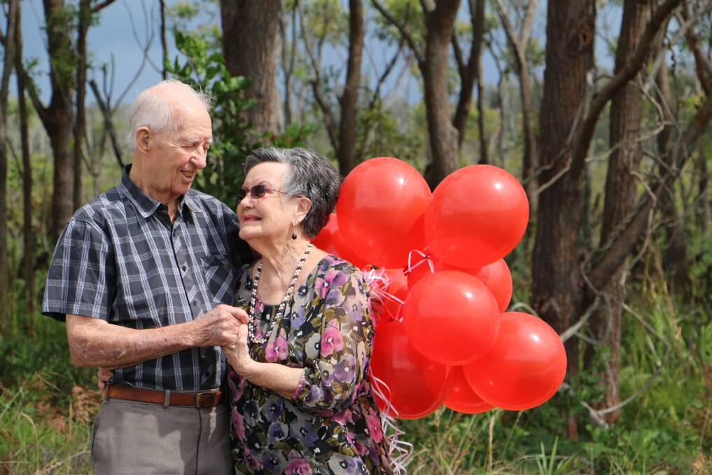 HAPPY: Salamander Bay couple Max and June Wheaton will celebrate their platinum, or 70th, wedding anniversary on Valentine's Day. Picture: Ellie-Marie Watts