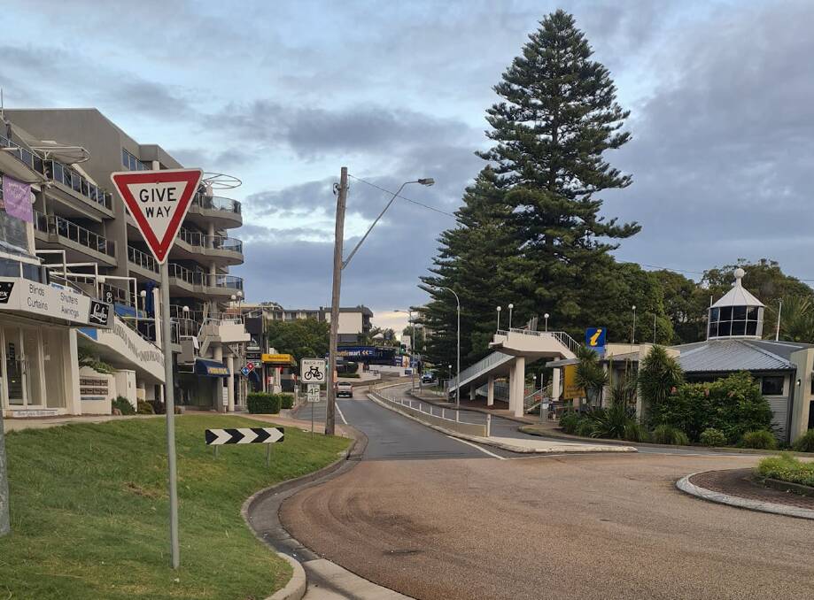 REMOVED: Victoria Parade in Nelson Bay on April 28 looking empty without its landmark pedestrian bridge. Picture: Nerida Lomas Stocks