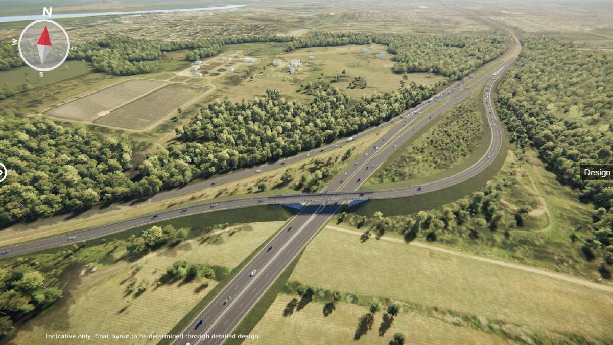 An artist's impression of the proposed Raymond Terrace M1 interchange. 