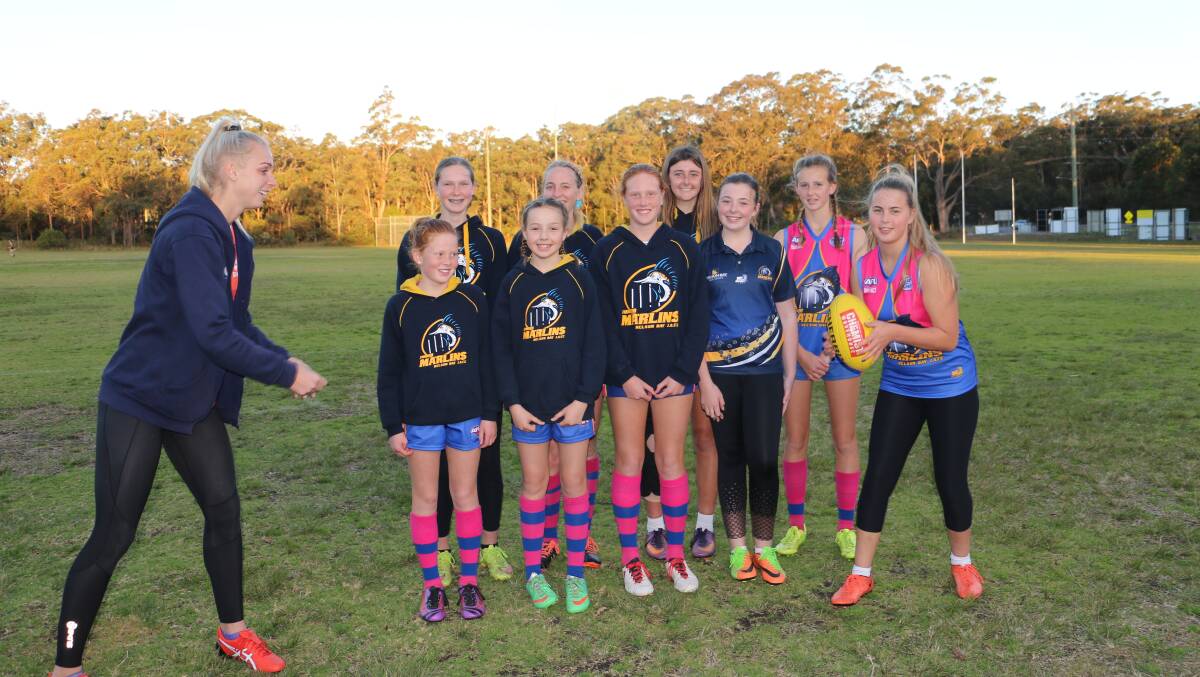 Pippa Smyth with the Nelson Bay juniors on Monday.