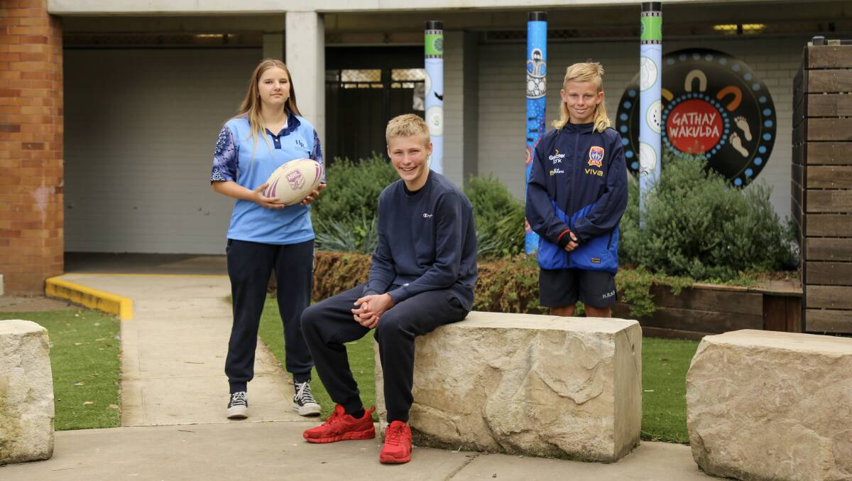 KEEN: Xanthiah Roach, 15, Brodie Langdon, 15, and Jackson Smith, 14, will represent Worimi in the PCYC Nations of Origin in July.