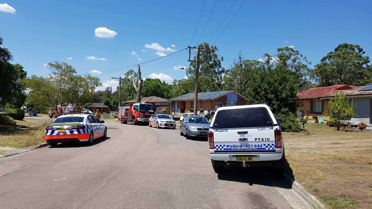 Fire crews and police responded to a house fire in Raymond Terrace on Sunday afternoon when the temperature was 46 degree. Picture: Facebook/Raymond Terrace Fire and Rescue
