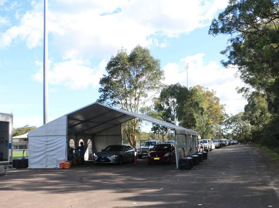 BUSY: There were long queues at the Tomaree testing clinic on Thursday after the NSW Government announced a one-week lockdown for the Hunter.