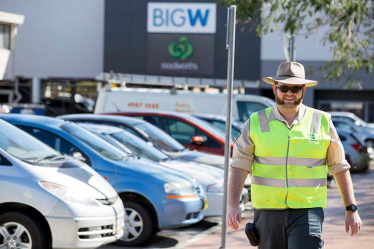 A Port Stephens Council ranger patrolling parking areas near MarketPlace Raymond Terrace. Picture: Supplied