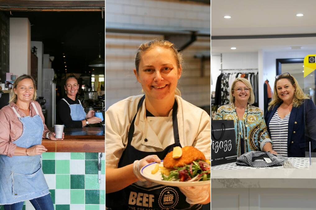 BACK TO BUSINESS: Tammy Kelly and Melissa Stewart from Evviva Cafe and Bar, Seabreeze Hotel chef Jessie Inskip and Mel Pinchen with Trina Affleck from Pizazz. Pictures: Ellie-Marie Watts