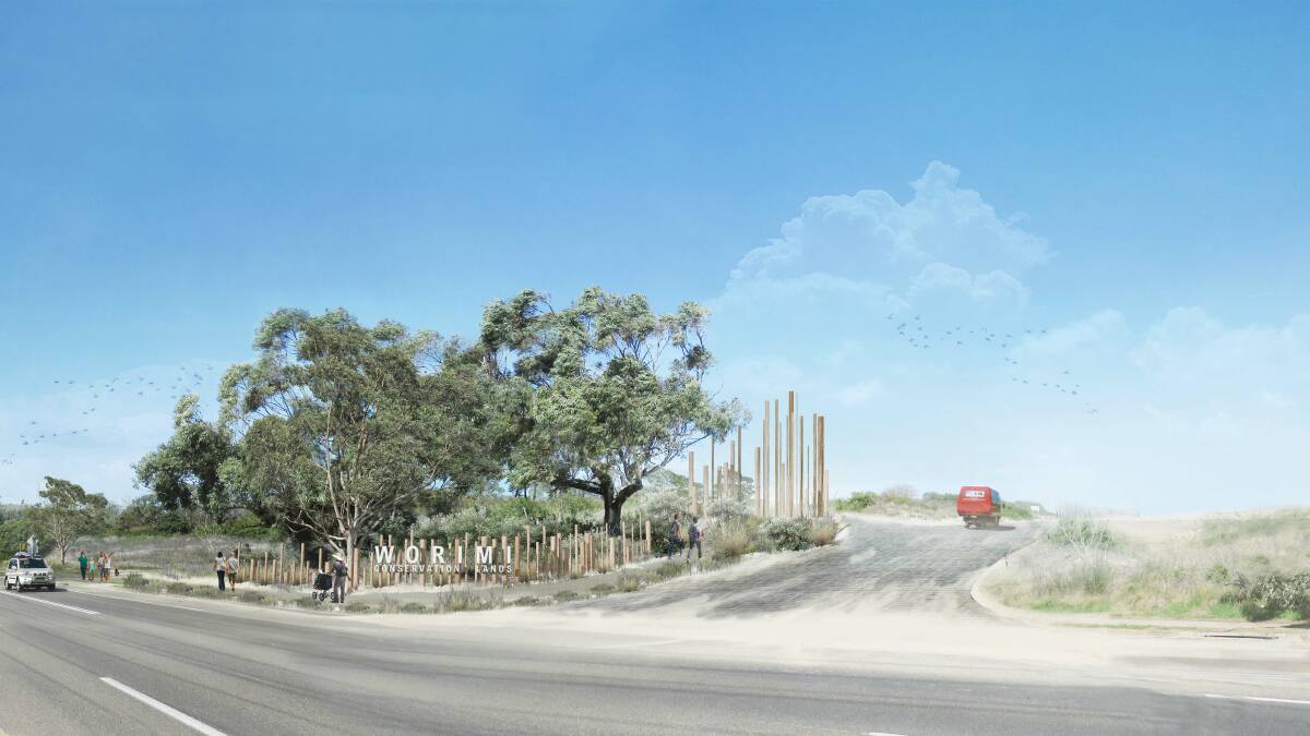 An artist's impression of the proposed entrance to the Birubi Information Centre (directly opposite the defunct Anna Bay Resort).