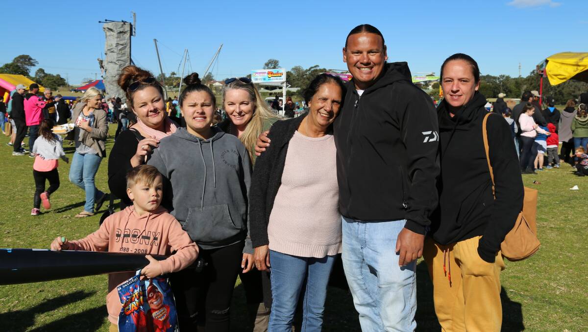 Franky Maddrell, Brooke Roach and family at the NAIDOC Week family fun day in Raymond Terrace in 2018. Picture: Ellie-Marie Watts