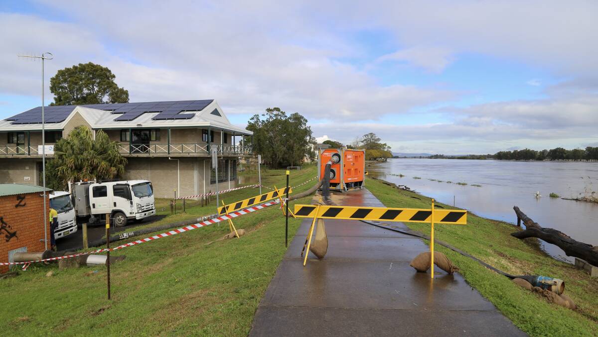 Pictures from along the Raymond Terrace riverbank and levee on Monday, July 11, 2022. Pictures: Ellie-Marie Watts