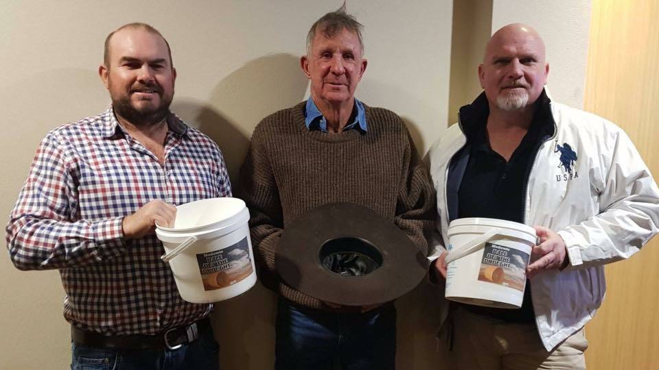 Ben Niland, Brian "Cowboy" Newman and Chris Doohan. Picture: Facebook/Medowie Bale Out The Drought