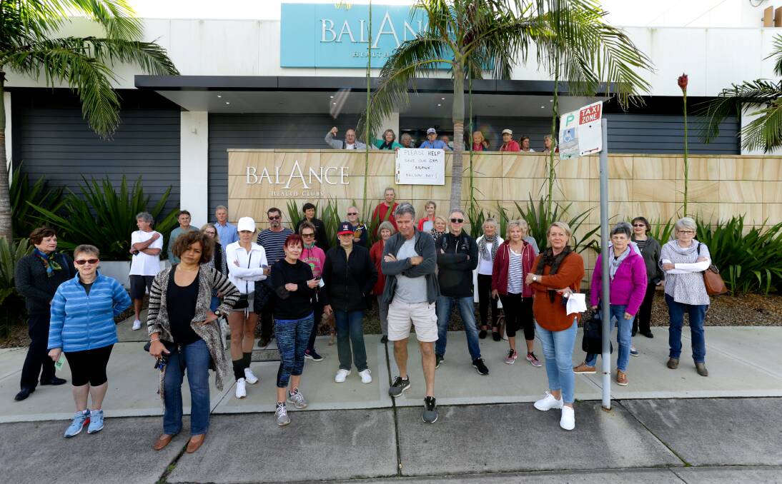 Residents gathered outside Balance in June after being alerted to the gym's closure. Picture: Jonathan Carroll