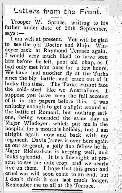 Letters from the Front | Raymond Terrace Examiner and Lower Hunter and Port Stephens Advertiser | Friday, November 17, 1916