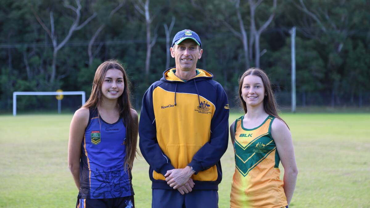 WORLD STAGE: Nelson Bay Touch Football members Andi Law, 15, John Clark and Amy Dufour, 19, will represent Australia at the Youth World Cup in Malaysia in August. The club's Alec Clark, 19, has also been selected.