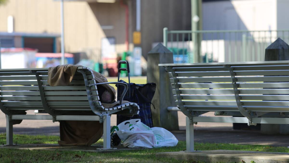 A rough sleeper in Raymond Terrace. Port Stephens housing and homelessness services are crying out for more housing stock in the area.