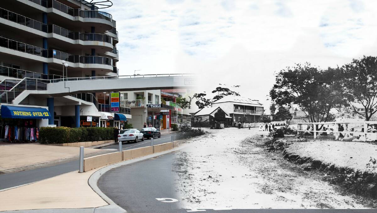 Port Stephens photographer Henk Tobbe's Then and Now series, juxtaposing historical and modern images of locations around Nelson Bay, features the Victoria Parade pedestrian bridge in 2010 and as the exact spot as it looked in the 1900s. 