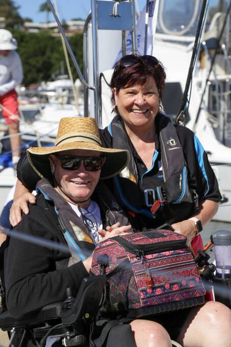 Port Stephens Home and Disability Care clients joined the Making Waves Foundation crew out on the water on Monday. Pictures: Ellie-Marie Watts