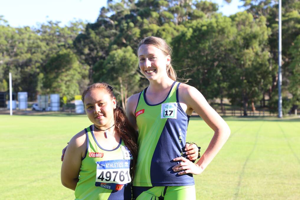 HARD WORKING: Lily Mullane, 12, and Emma Cotton, 15, will represent Port Stephens Athletic Club at the Australian Athletics Championships in April.